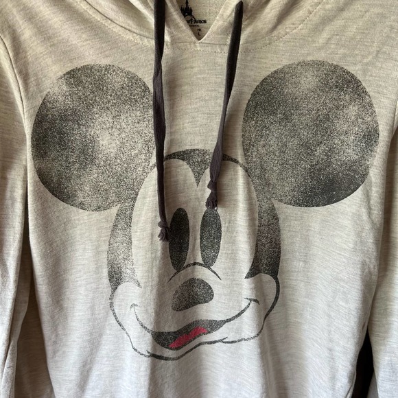 Disney Parks MICKEY MOUSE women’s medium Gray Hooded Hoodie Sweatshirt - Picture 2 of 9